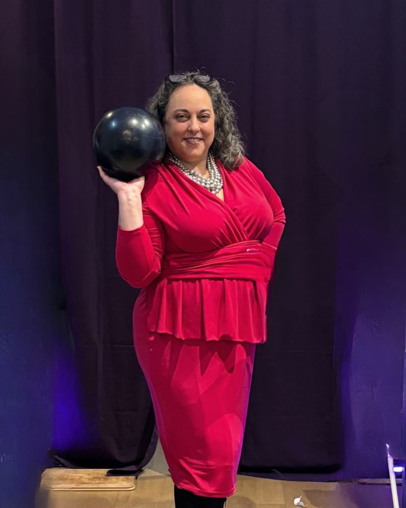 Pink dress-bowling ball